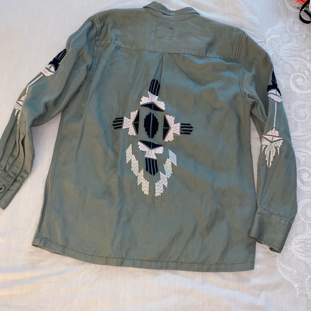 Rails Elliot Aztec Embroidery Military Jacket In Green (120) - Picture 6 of 10